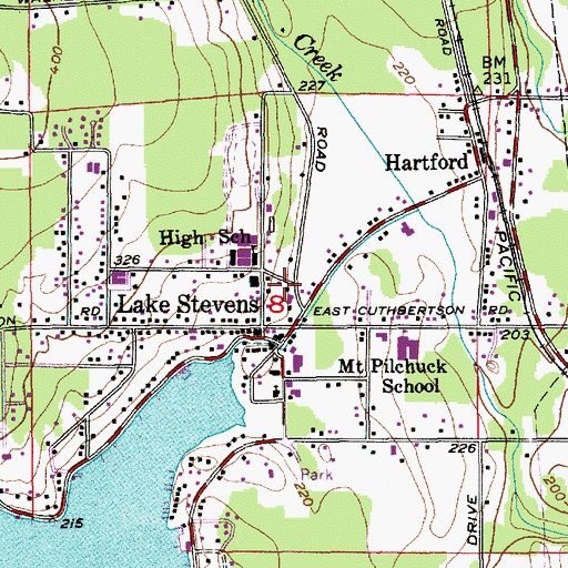 Topographic Map of Lake Stevens Fire Department Station 81, WA