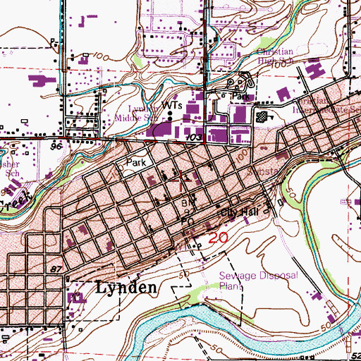 Topographic Map of Lynden Fire Department, WA