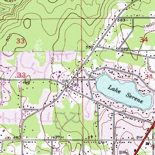 Topographic Map of Snohomish County Fire District 1 Lake Serene Station 23, WA
