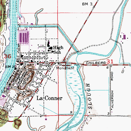 Topographic Map of La Conner Fire Department, WA