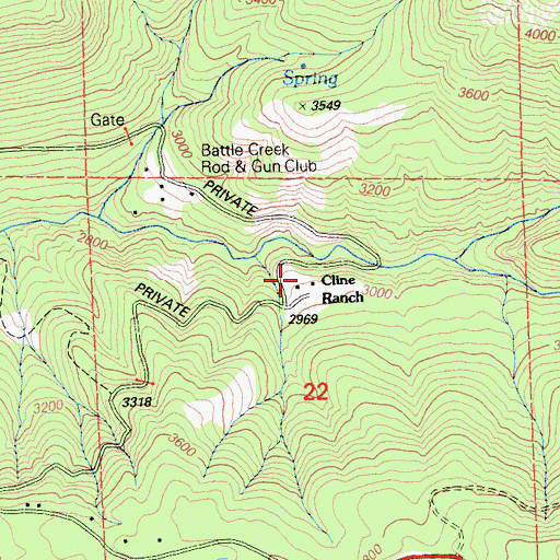 Topographic Map of Glines Ranch, CA