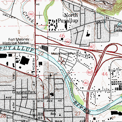 Topographic Map of Golden Rose Mobile Home Park, WA