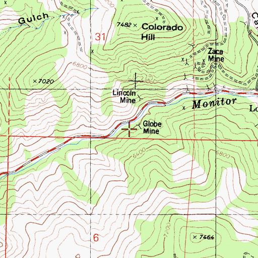 Topographic Map of Globe Mine, CA