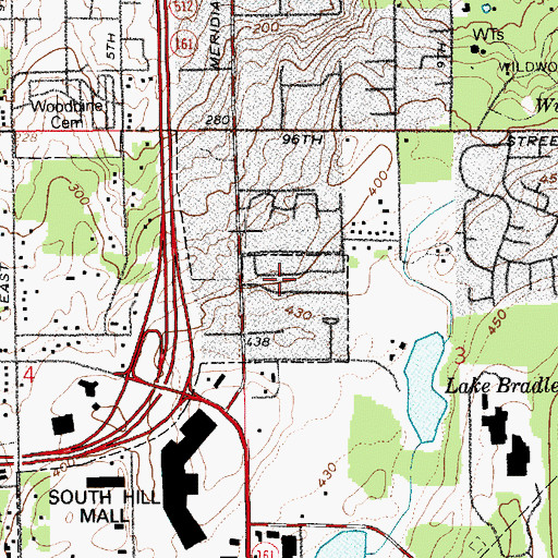Topographic Map of Meridian Mobile Estates, WA