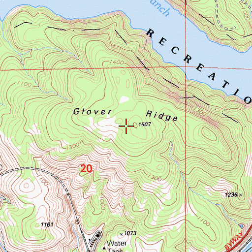 Topographic Map of Glover Ridge, CA