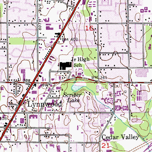 Topographic Map of Kiddie Koop ChildCare Center, WA