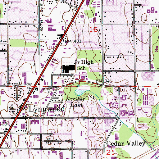 Topographic Map of Kiddie Koop ChildCare Center, WA