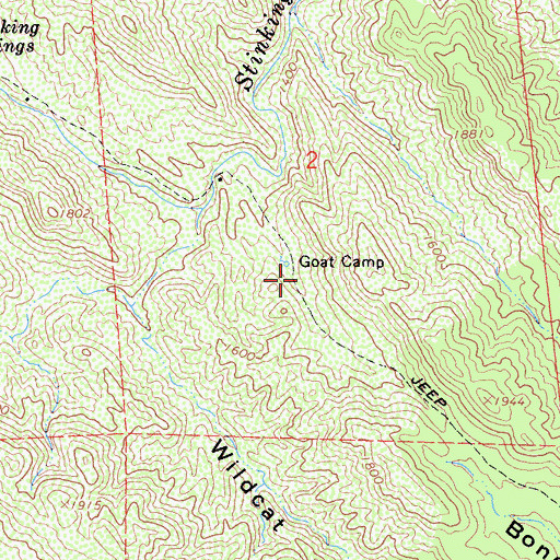 Topographic Map of Goat Camp, CA