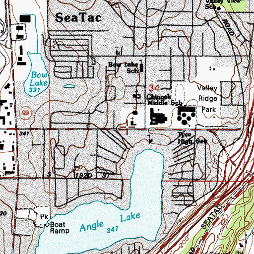 Topographic Map of Easter Seals Angle Lake Child Development Center, WA