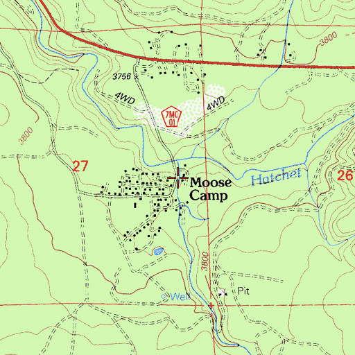 Topographic Map of Goat Creek, CA
