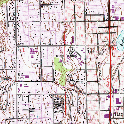 Topographic Map of Kings Childrens Center, WA