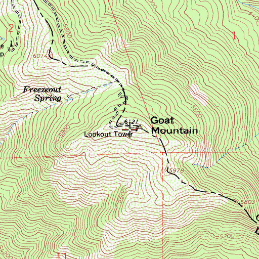 Topographic Map of Goat Mountain, CA