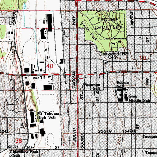 Topographic Map of Asbury United Methodist Church Child Care Center, WA