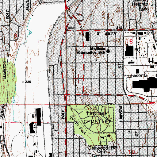 Topographic Map of Warner Street Daycare Center, WA