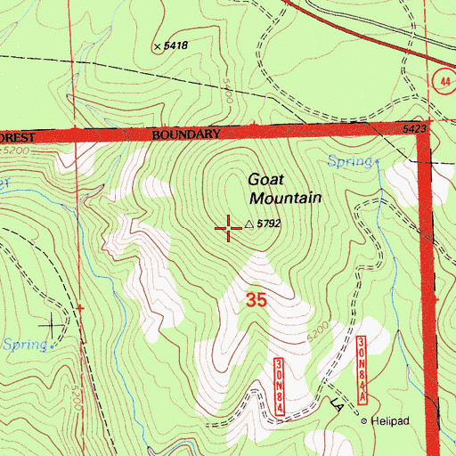Topographic Map of Goat Mountain, CA