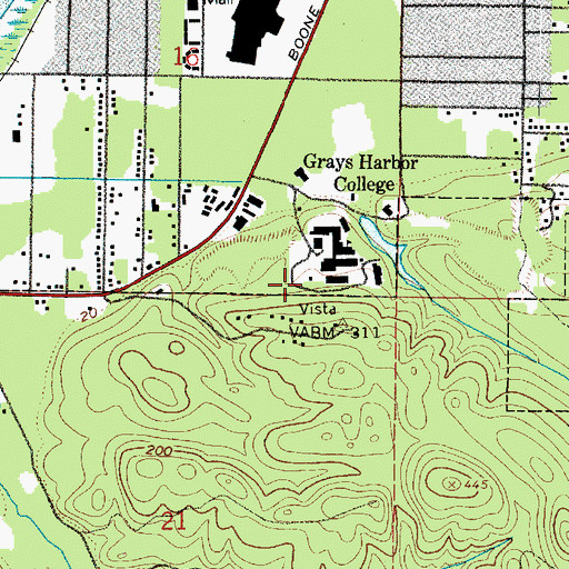 Topographic Map of Grays Harbor College Childcare Center, WA