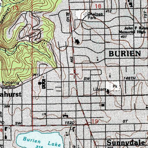 Topographic Map of Kids Country Child Care Center Burien, WA