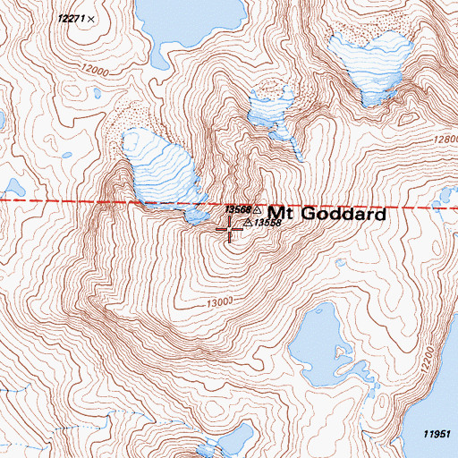 Topographic Map of Goddard Divide, CA