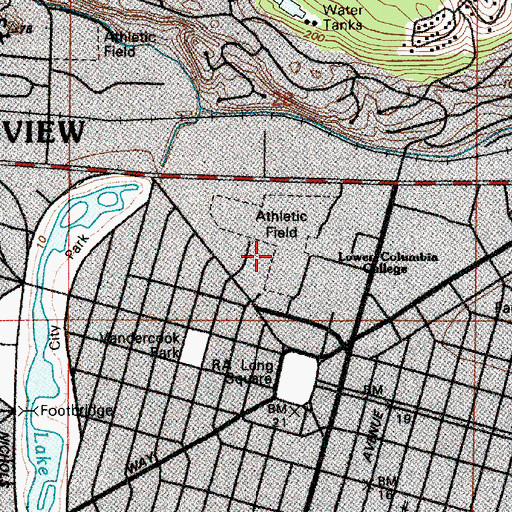 Topographic Map of Lower Columbia College Head Start School East, WA