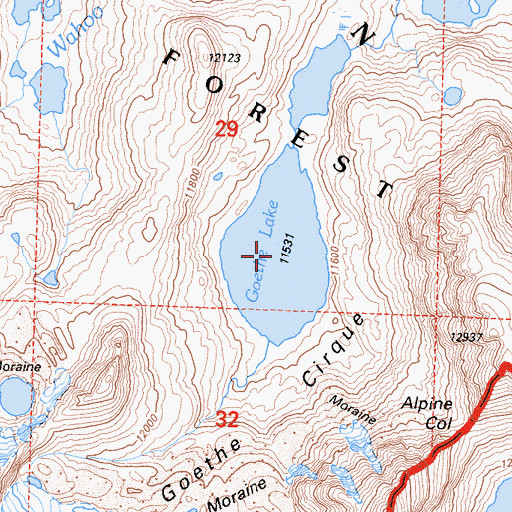 Topographic Map of Goethe Lake, CA