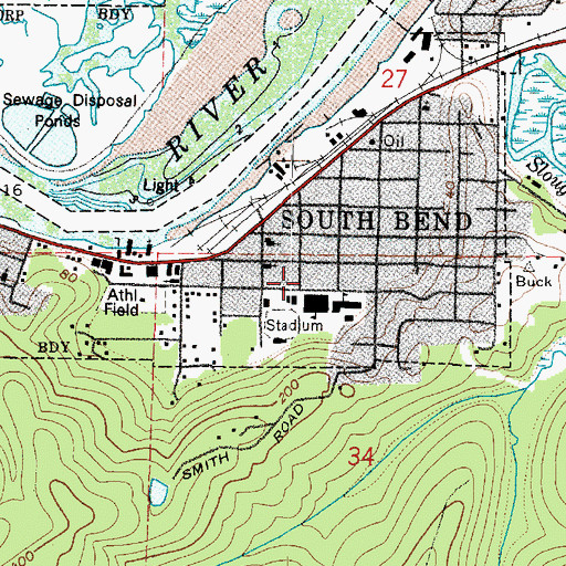 Topographic Map of South Bend School District Office, WA