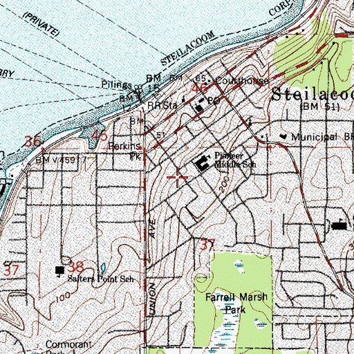 Topographic Map of Steilacoom Historical School District 1 Building, WA