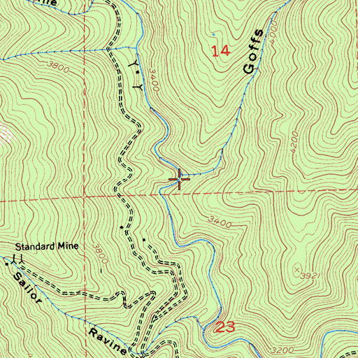 Topographic Map of Goffs Ravine, CA