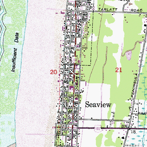 Topographic Map of Peninsula Church Center Daycare Center, WA