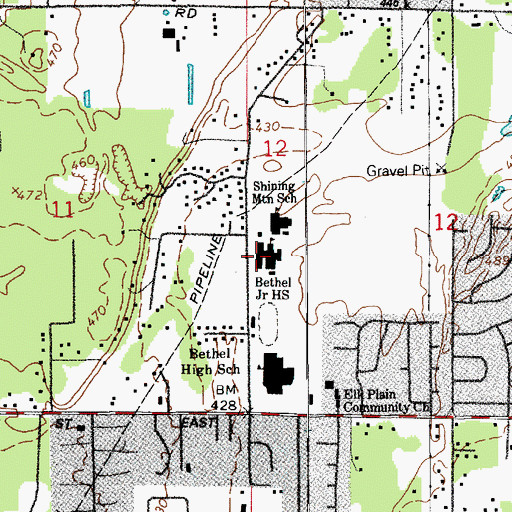 Topographic Map of Shining Mountain Preschool, WA