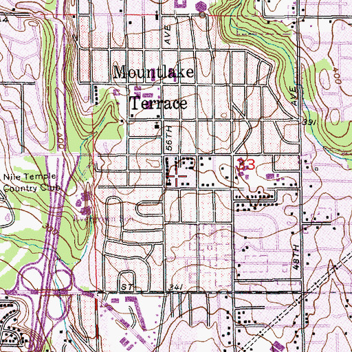 Topographic Map of Cedar Park Christian Mountlake Terrace Campus High School, WA