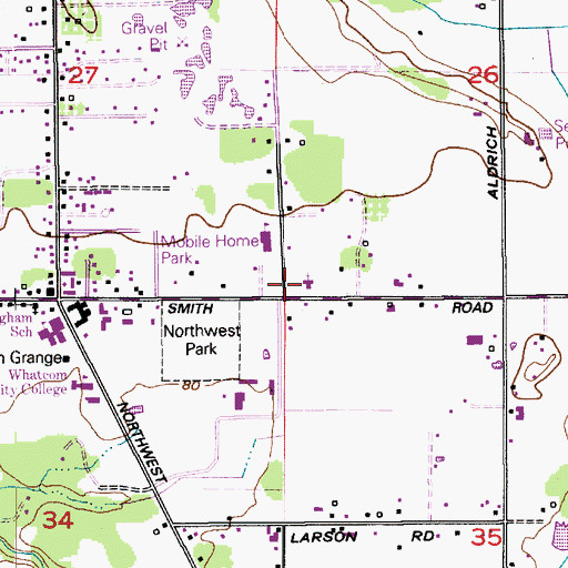 Topographic Map of Bridgeway Christian Academy, WA