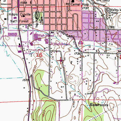 Topographic Map of Colville Valley Junior Academy, WA
