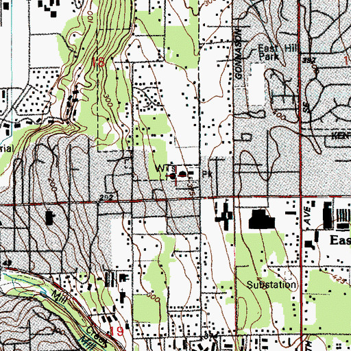 Topographic Map of Montessori Plus School East Hill Campus, WA
