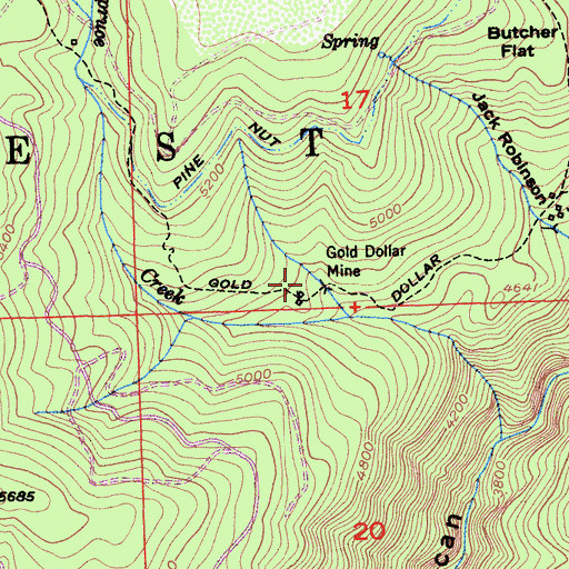 Topographic Map of Gold Dollar Mine, CA