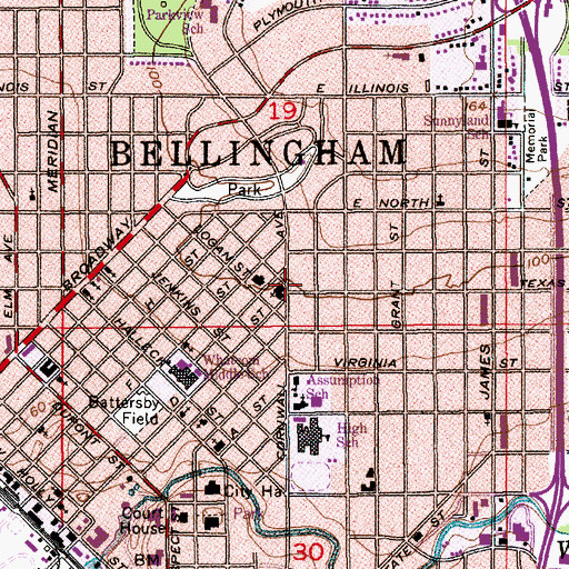Topographic Map of Trinity Lutheran Preschool, WA