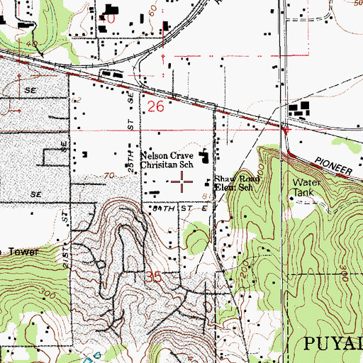 Topographic Map of Shaw Road Elementary School, WA