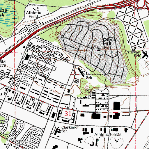 Topographic Map of Greenwood Elementary School, WA
