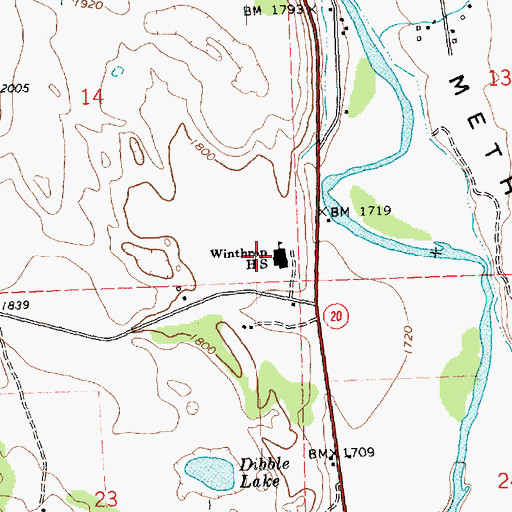 Topographic Map of Methow Valley Elementary School, WA