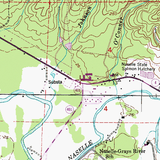 Topographic Map of Naselle - Grays River Valley Elementary School, WA