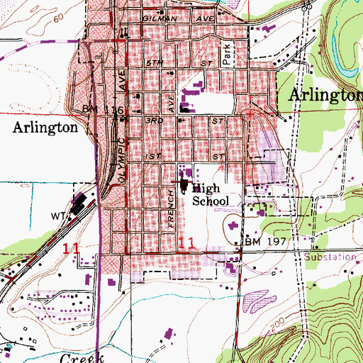 Topographic Map of Haller Middle School, WA