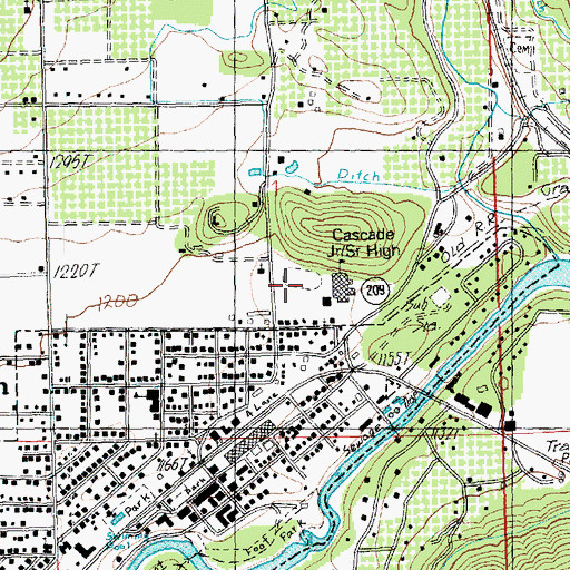 Topographic Map of Icicle River Middle School, WA