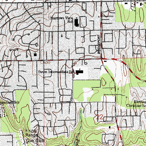Topographic Map of Drum Intermediate School, WA