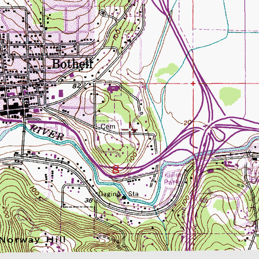 Topographic Map of University of Washington Bothell Campus Commons, WA
