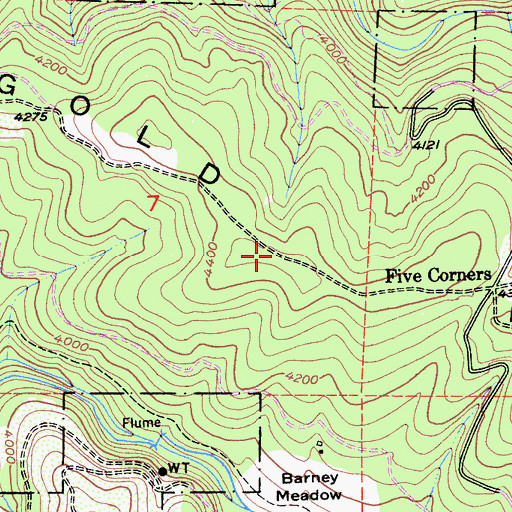 Topographic Map of Gold Note Ridge, CA