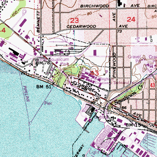 Topographic Map of Bellingham Technical College Building B, WA