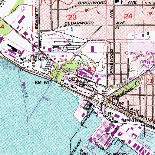 Topographic Map of Bellingham Technical College Building C, WA