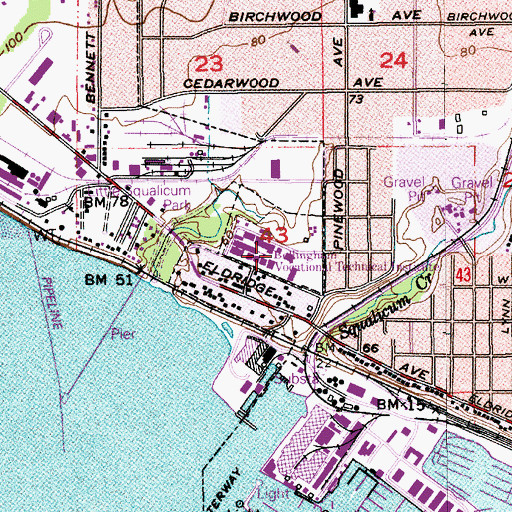 Topographic Map of Bellingham Technical College Building I, WA