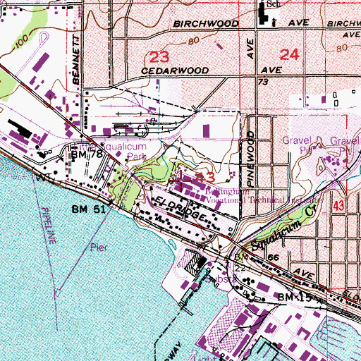 Topographic Map of Bellingham Technical College Building J, WA