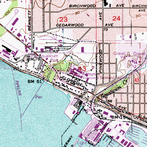 Topographic Map of Bellingham Technical College Building M, WA