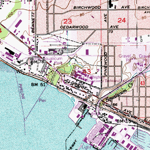Topographic Map of Bellingham Technical College Building S, WA